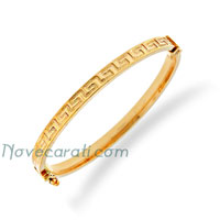 Yellow gold baby bangle with Greek key design