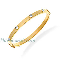 Yellow gold baby bangle with cubic zirconia on both sides