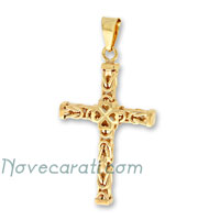 Yellow gold Byzantine cross pendant