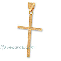Yellow gold cross pendant with stardust finishing