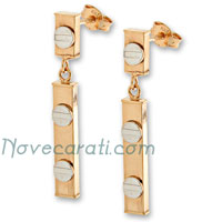 Two colour drop earrings with screw designs