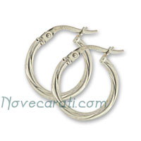 White gold 12 x 2 mm twisted tube earrings