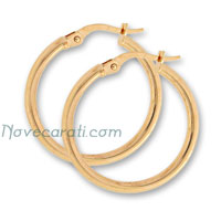 Yellow gold 20 x 2 mm round tube earrings