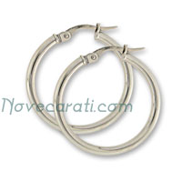 White gold 20 x 2 mm round tube earrings
