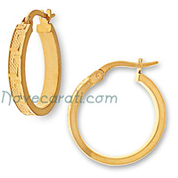 Yellow gold 15 mm hoop earrings with Greek key design