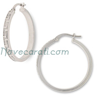 White gold 25 mm hoop earrings with Greek key design
