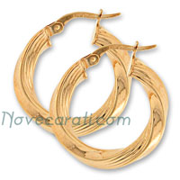 Yellow gold 15 mm twisted hoop earrings