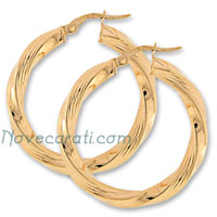 Yellow gold 25 mm twisted hoop earrings