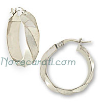 White gold 15 mm hoop earrings with satin finishing