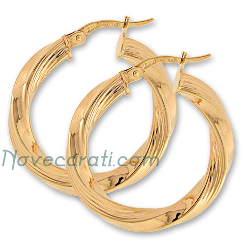 20mm F.Hinds Jewellery 9ct Three Colour Gold Square Edge Hoop Earrings 